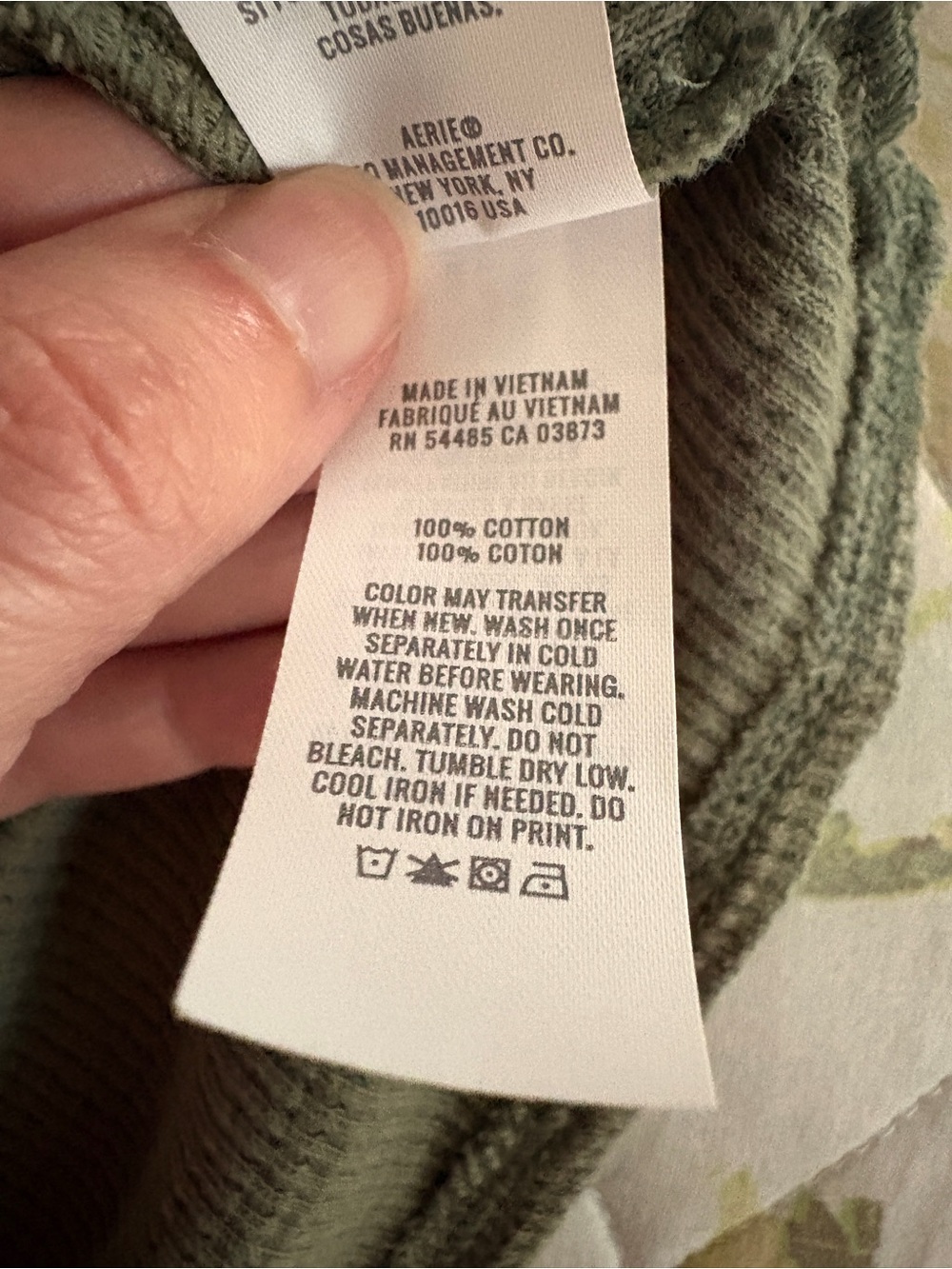 100% Cotton Aerie Waffle Knit Cropped Short Sleeve Tee Olive Green Fall Top - Picture 7 of 8